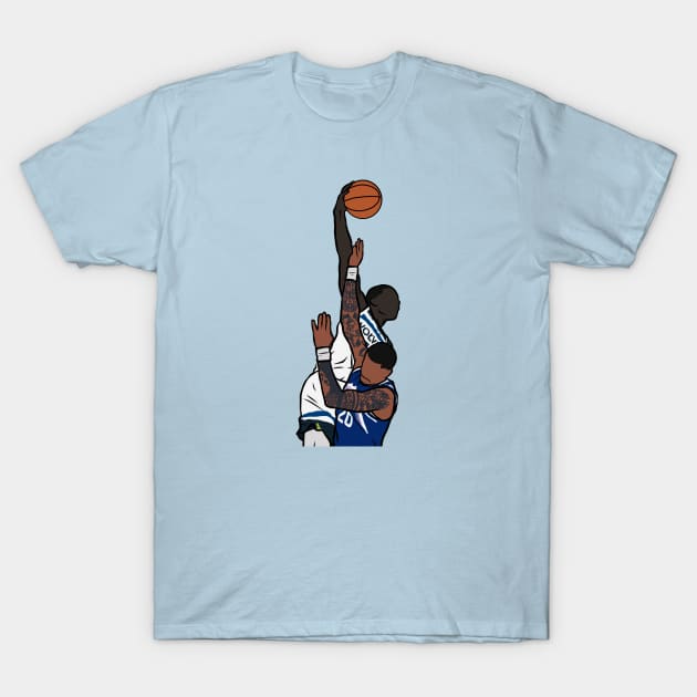 Anthony Edwards Dunks on John Collins T-Shirt by rattraptees